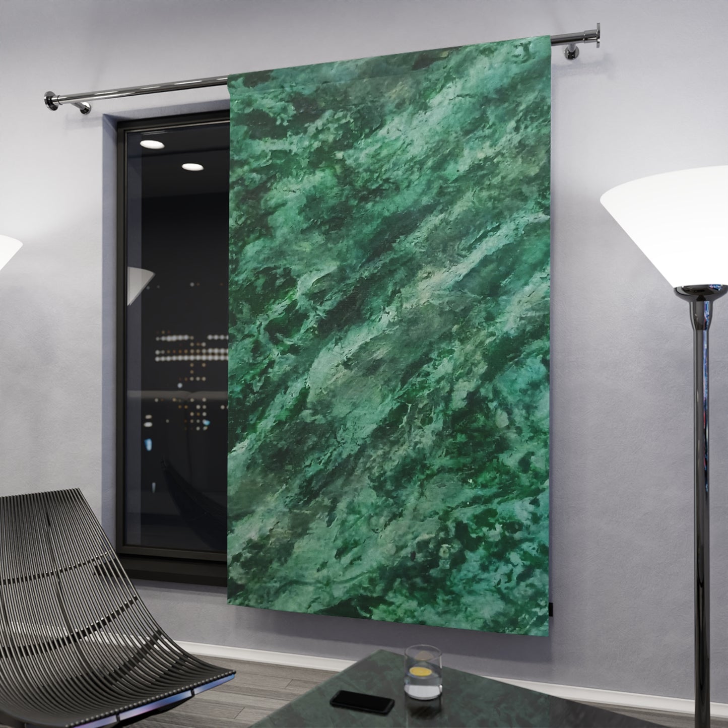 Malachite Window Curtains (1 Piece)