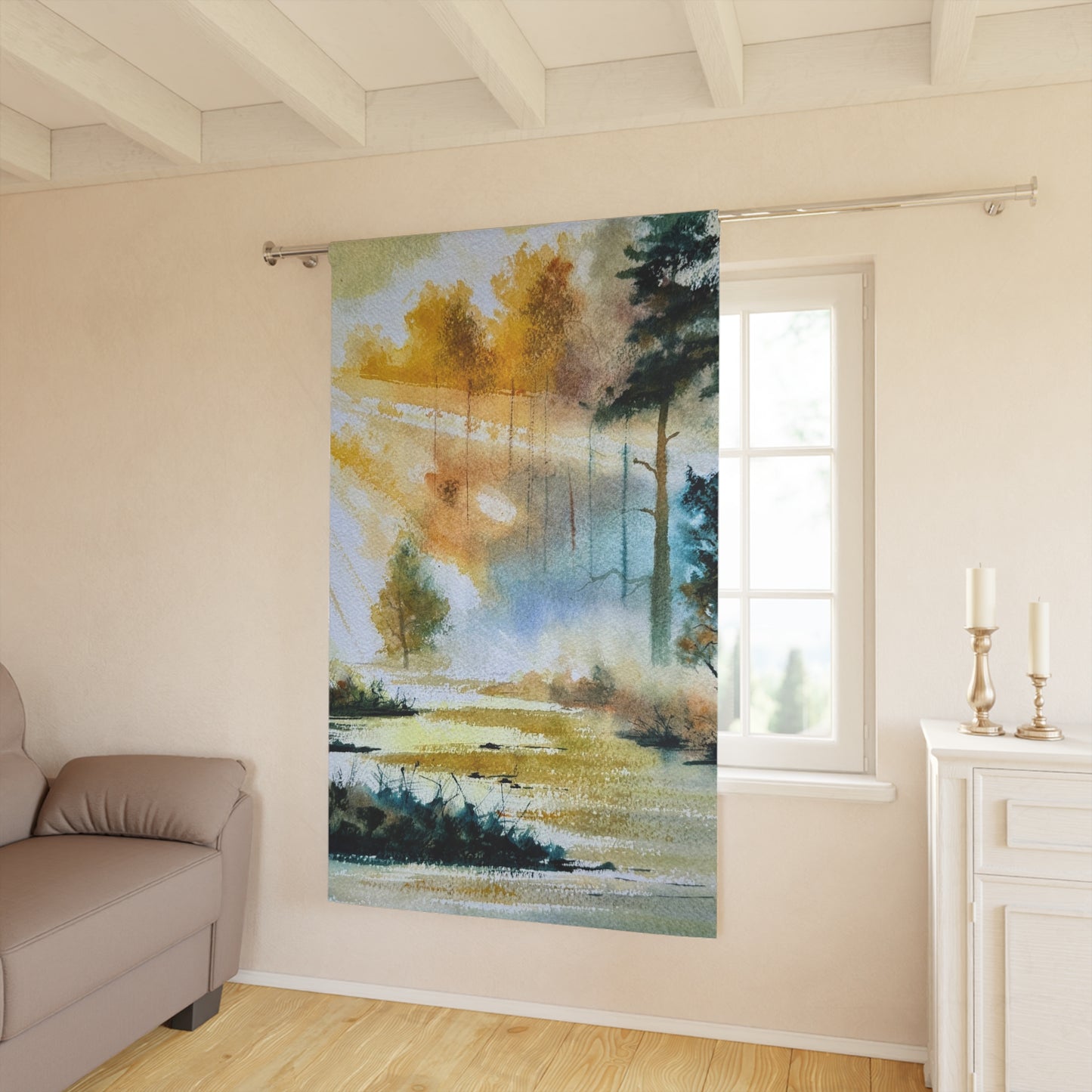 Golden Hush Window Curtains (1 Piece)