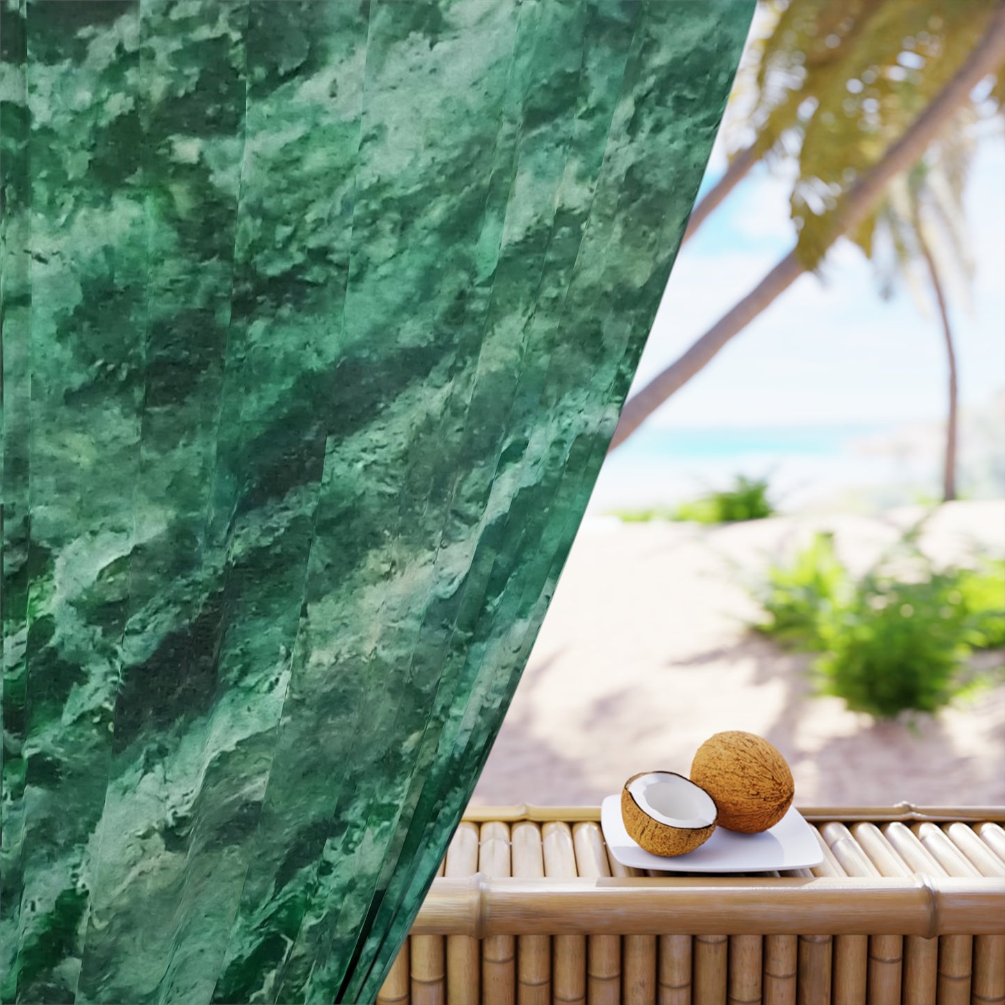 Malachite Window Curtains (1 Piece)