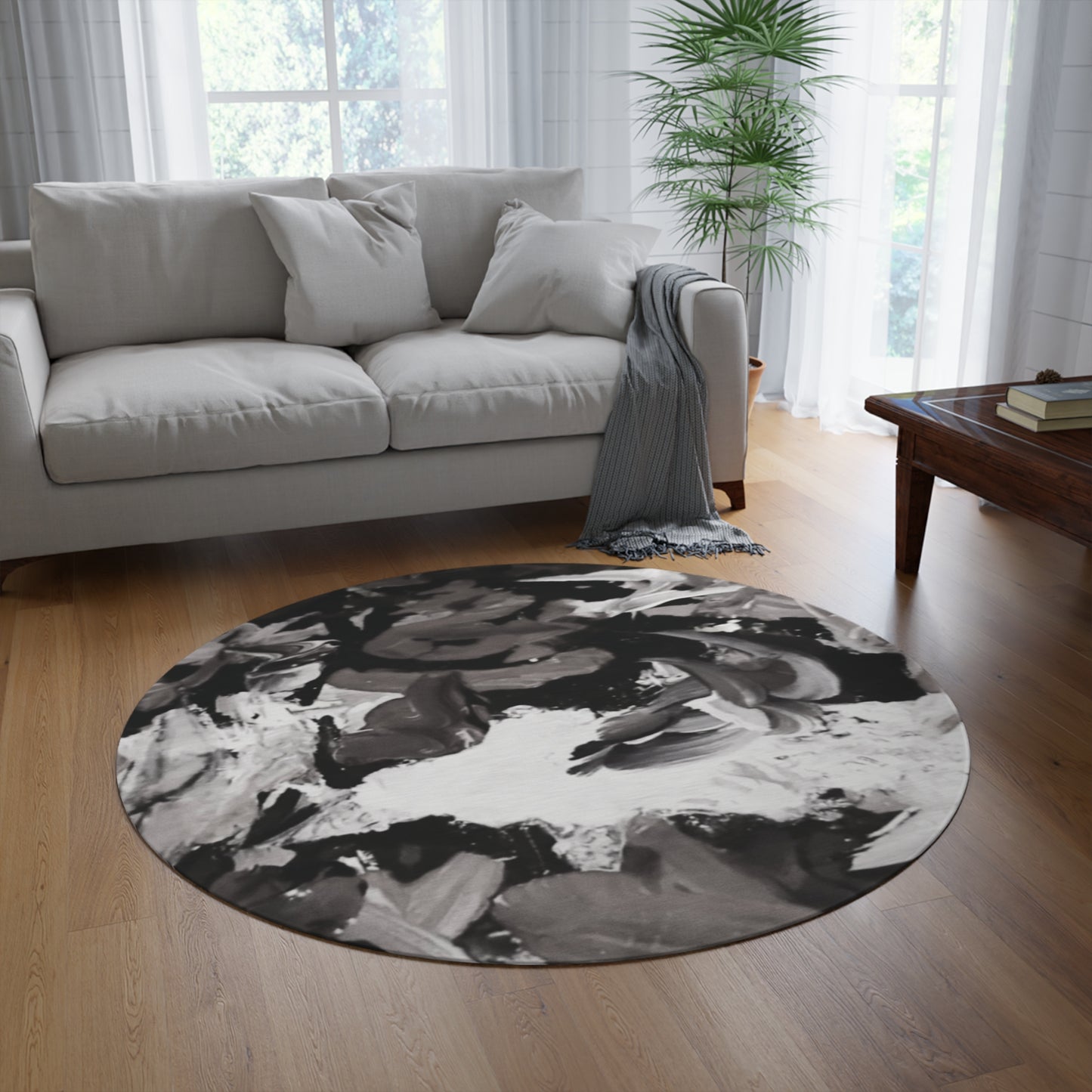 The Artist's Palette by Farooq: In The Shadows Round Rug