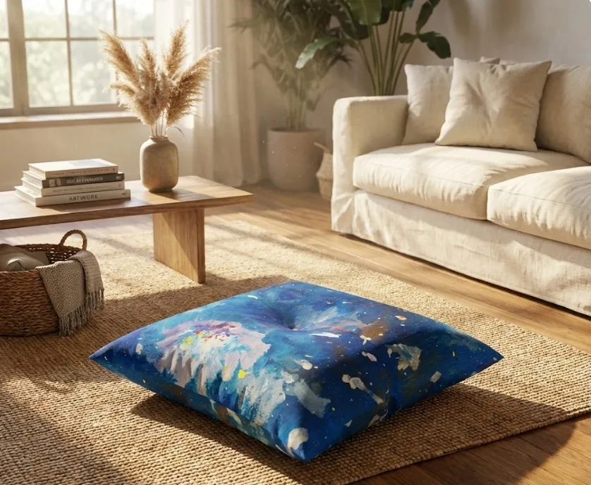 Blue Painting Floor Cushion